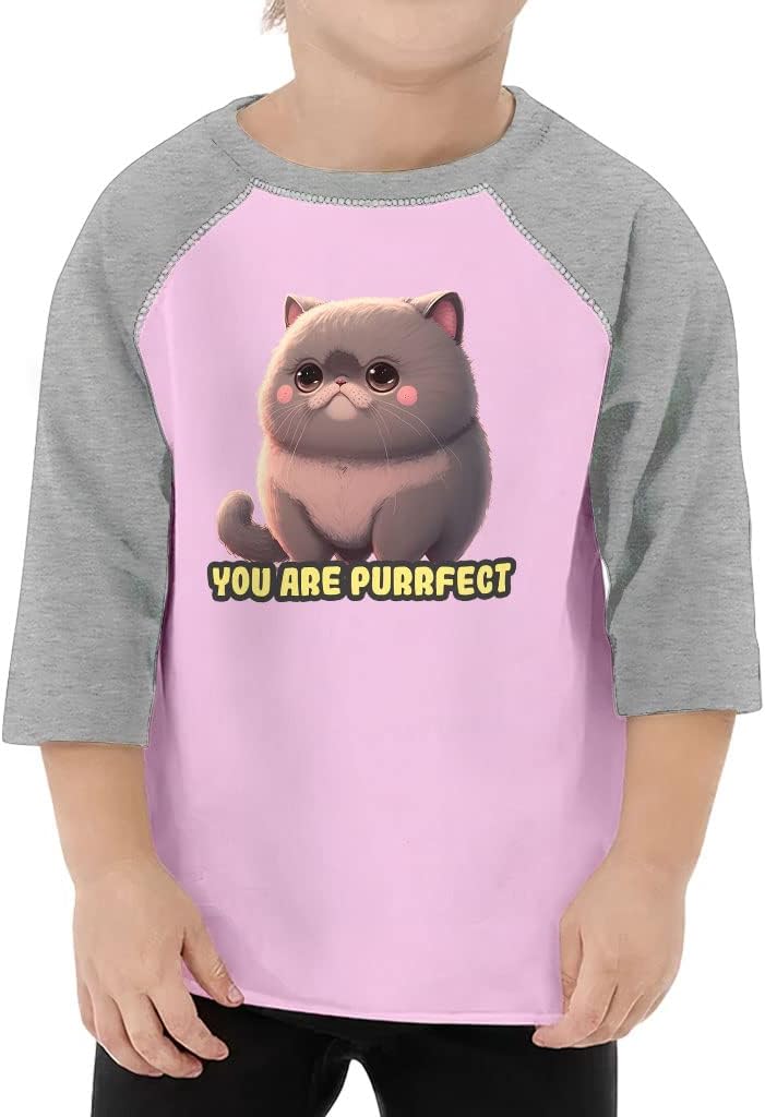 You are Purrfect Toddler Baseball T-Shirt - Cute 3/4 Sleeve T-Shirt - Print Kids' Baseball Tee