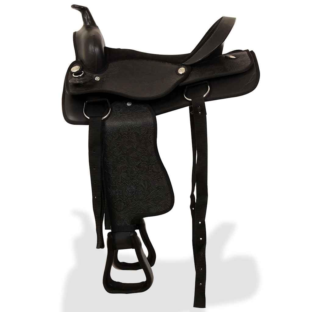 Sella Western da 16 pollici in vera pelle con cavezza e pettorale per equitazione comfort