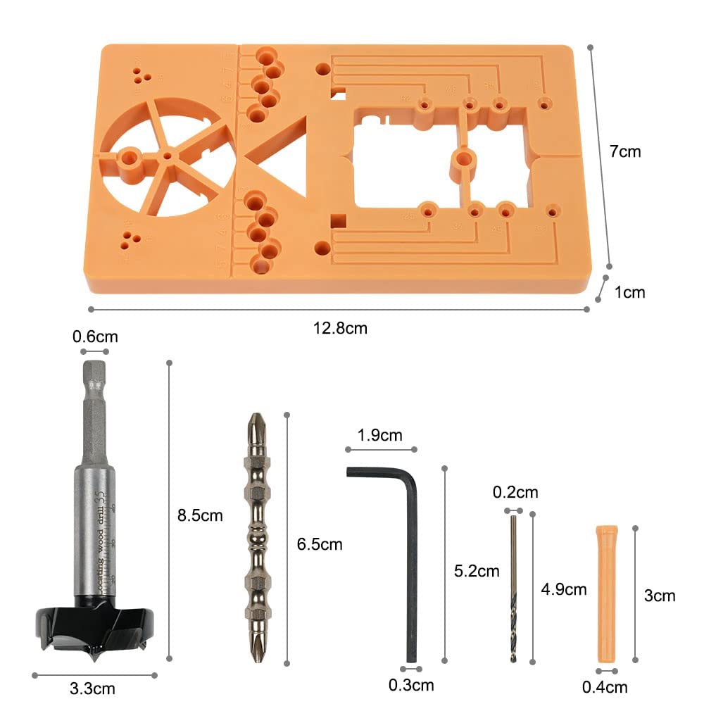 Flintronic Broca para Bisagras Ocultas, 35mm Broca De Bisagra, Guía de Perforación de Bisagra Oculta de 35 mm, con Posicionador Forstner, Herramientas de Carpintería Adecuadas para Puertas de Armario