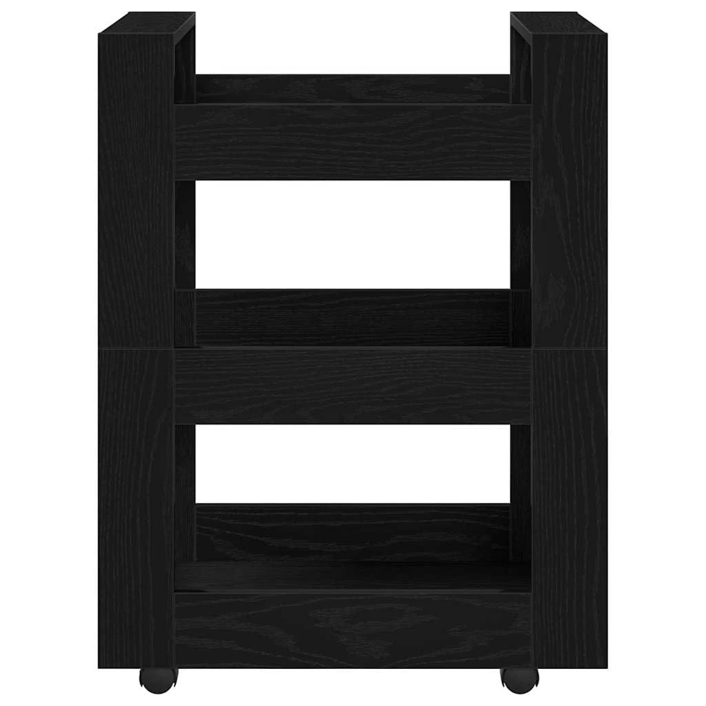 Chariot de Cuisine Noir en Bois Composite 60x45x80 cm avec Roulettes