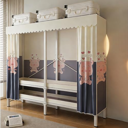 ZYYLIVR Armario Portátil Resistente,Perchero Plegable con Cubierta,Solución De Ropa para Colgar Abrigos,Armarios Organizador para Colgar Ropa,Ropero De Almacenamiento para Dormitorio(216cm/85in)
