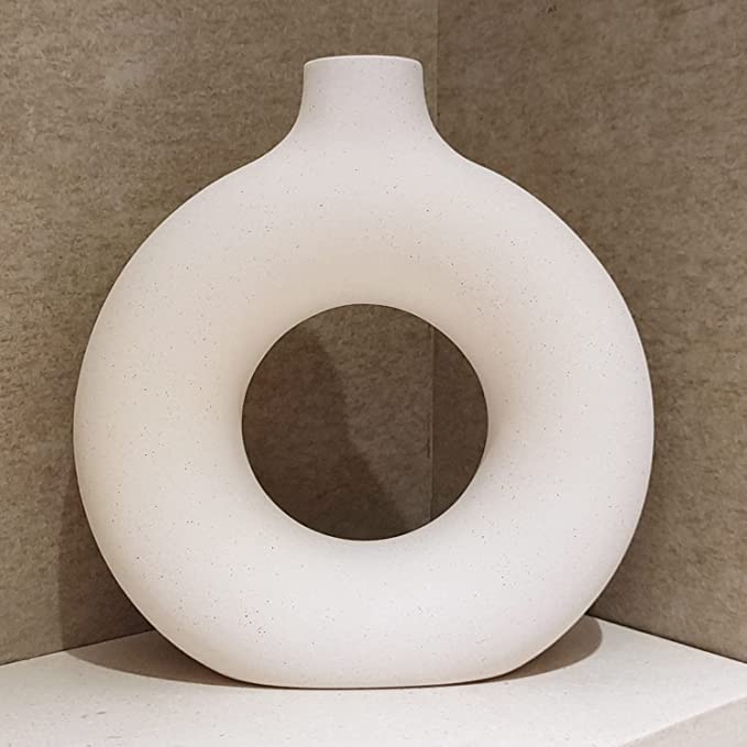 Image of White Donut Ceramic Vase 8 inches
