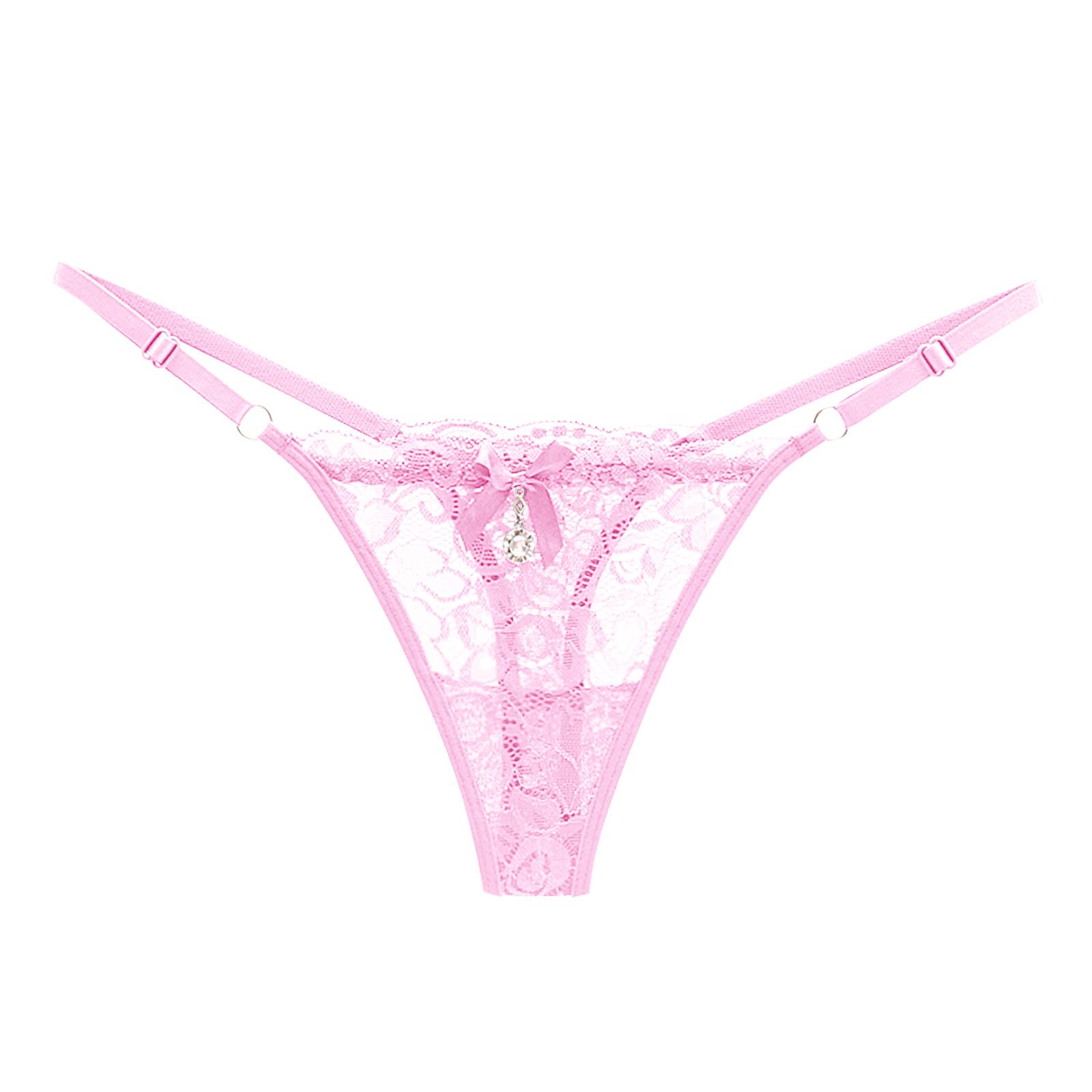 Women Sheer Lace Thong Adjustable Waist Bow Mesh Sexy Seamless Panties Comfortable Underwear Women