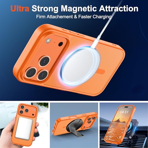 Image of SUPFINE Magnetic for iPhone 17 Pro Max Case (Compatible with MagSafe)(Military Grade Drop Protection) Translucent Matte Shockproof Phone Cover,Starry Orange