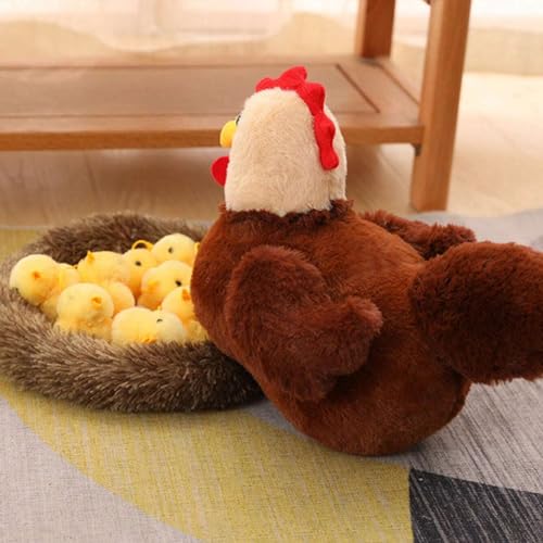 unsnurnoch 12PS Chicken Stuffed Animal 11.8", Mother Hen with 10 Baby Chicks and Nest, Interactive Farm Animal Plush Toy for Kids and Collectors, Creative Easter Birthday by unsnurnoch - Used condition - Image 4