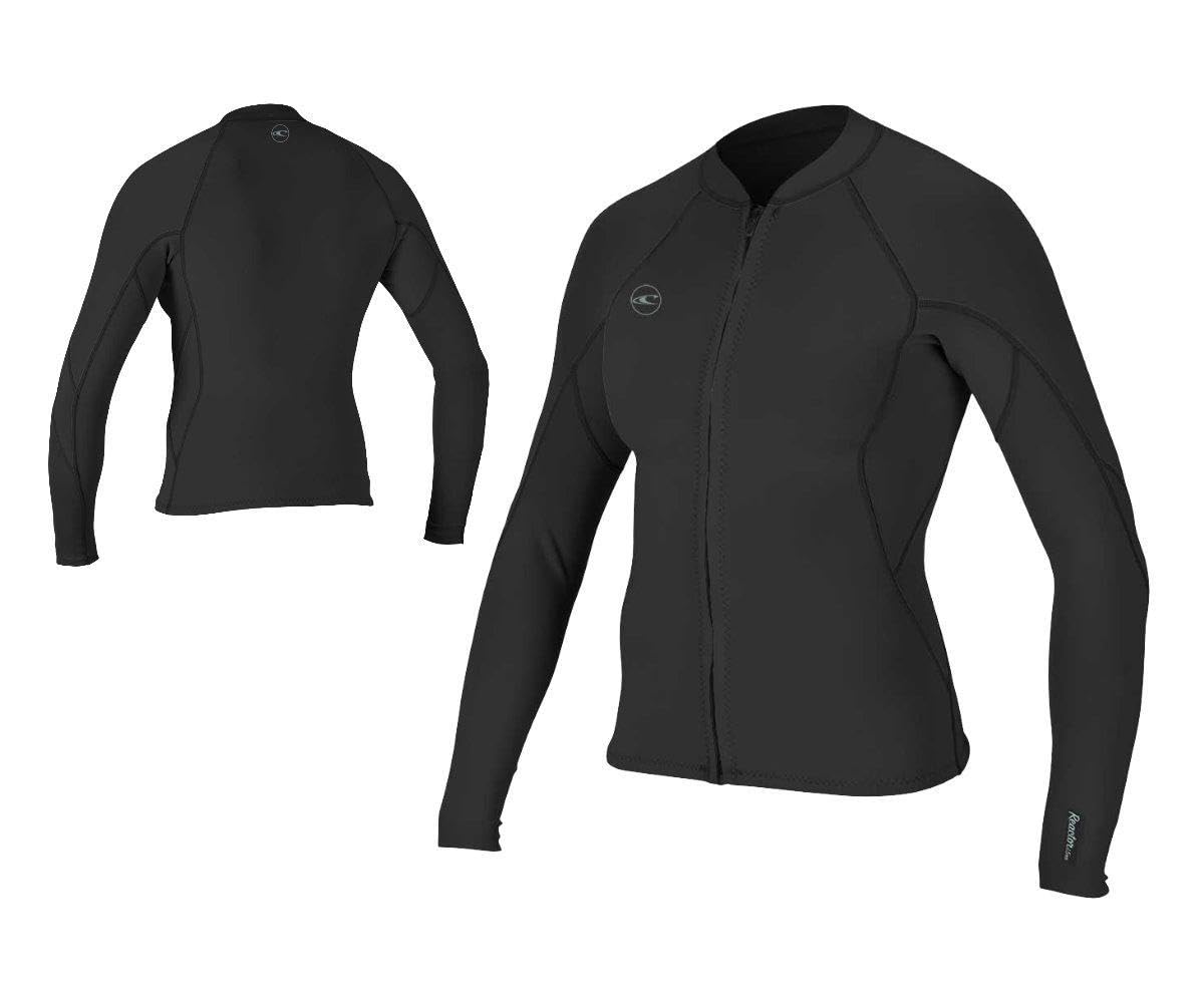 O'NEILL ONeill Womens Reactor II 1.5mm Front Zip Neoprene Wetsuit Coat Jacket Black - Easy Stretch Breathable Womens Size - US 4