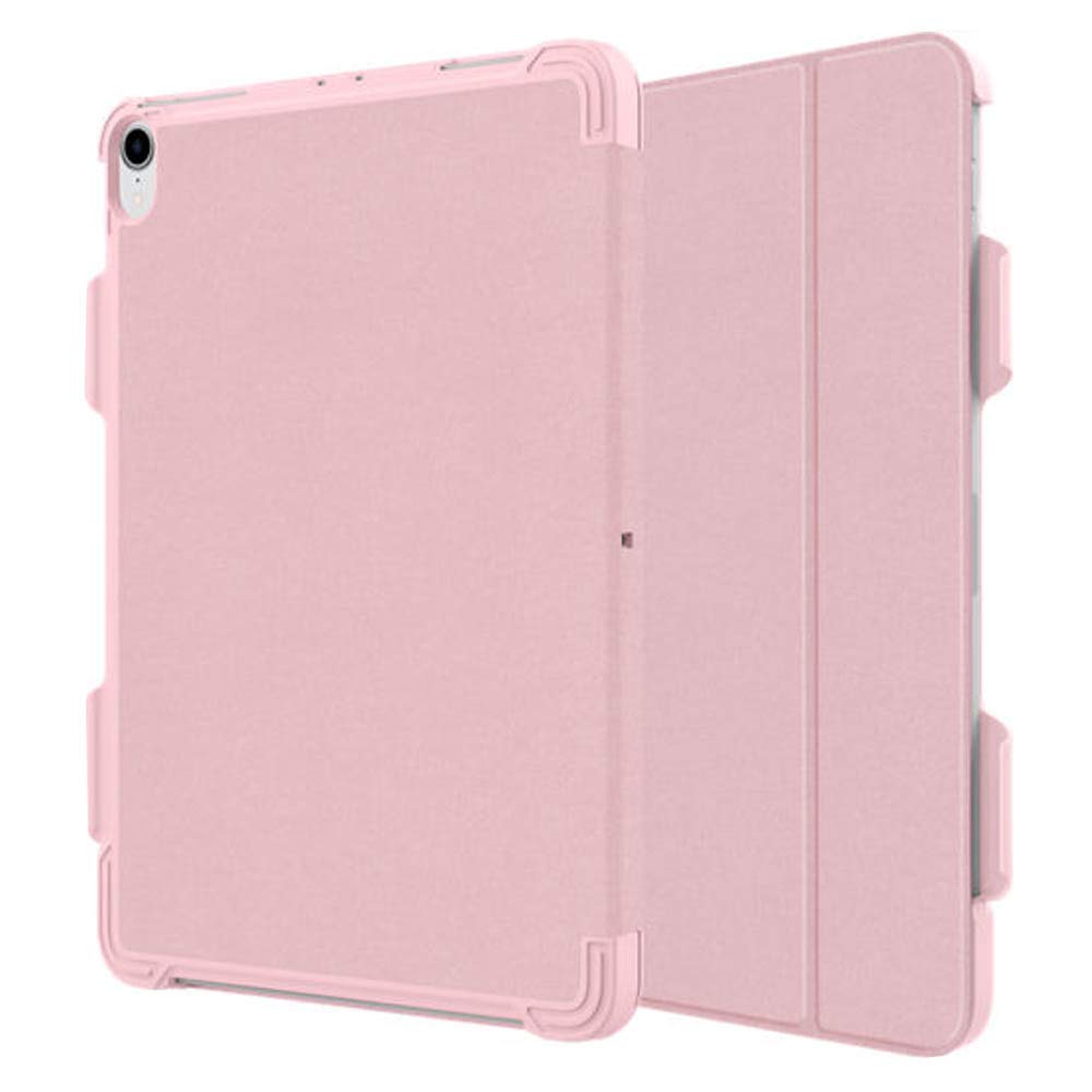 Folio Case for iPad Pro 2018 (11 inch ONLY) - Tempered Glass Screen Protector Included - Slim Cover Defender with Smart Folding Stand for iPad Pro 11-inch Screen - Pink