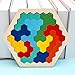 Hölzernes Sechseck-Puzzle, Logik Tangrams Puzzle Form-Muster-Block Tangram Denksportaufgabe, für Kinder Puzzle Lerngeschenk Spielzeug, 7 Farb- und 10/14/16 Stück Verschiedene Formblöcke (S)