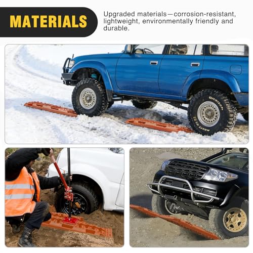 Image of Nilight Off Road Traction Boards with Jack Lift Base Heavy Duty Recovery Boards for Truck Jeep SUV Tire Traction Mats for Mud Sand Dunes Snow Vehicle Recovery Gear with Carry Bag Mounting Kit 2PCS