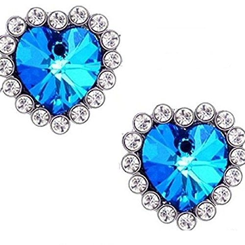 1 Pair Fashion Heart of Ocean Crystal Gem Heart Earring