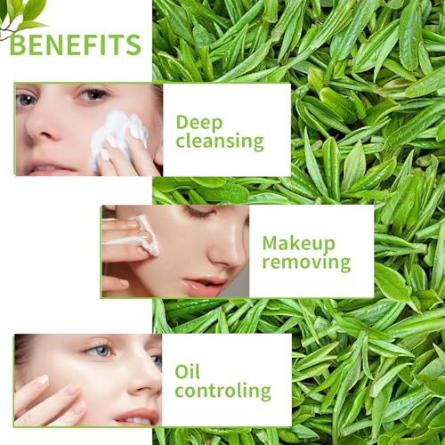 Green-Tea-Face-Wash-with-Brush-for-Women-and-Men-Organic-Green-Tea-Foaming-Facial-Cleanser-with-Nature-Aloe-Vera-Extracts-Gentle-Fresh-Face-Cleanser-for-Deep-Cleansing-Makeup-Remove-and-Oil-Control