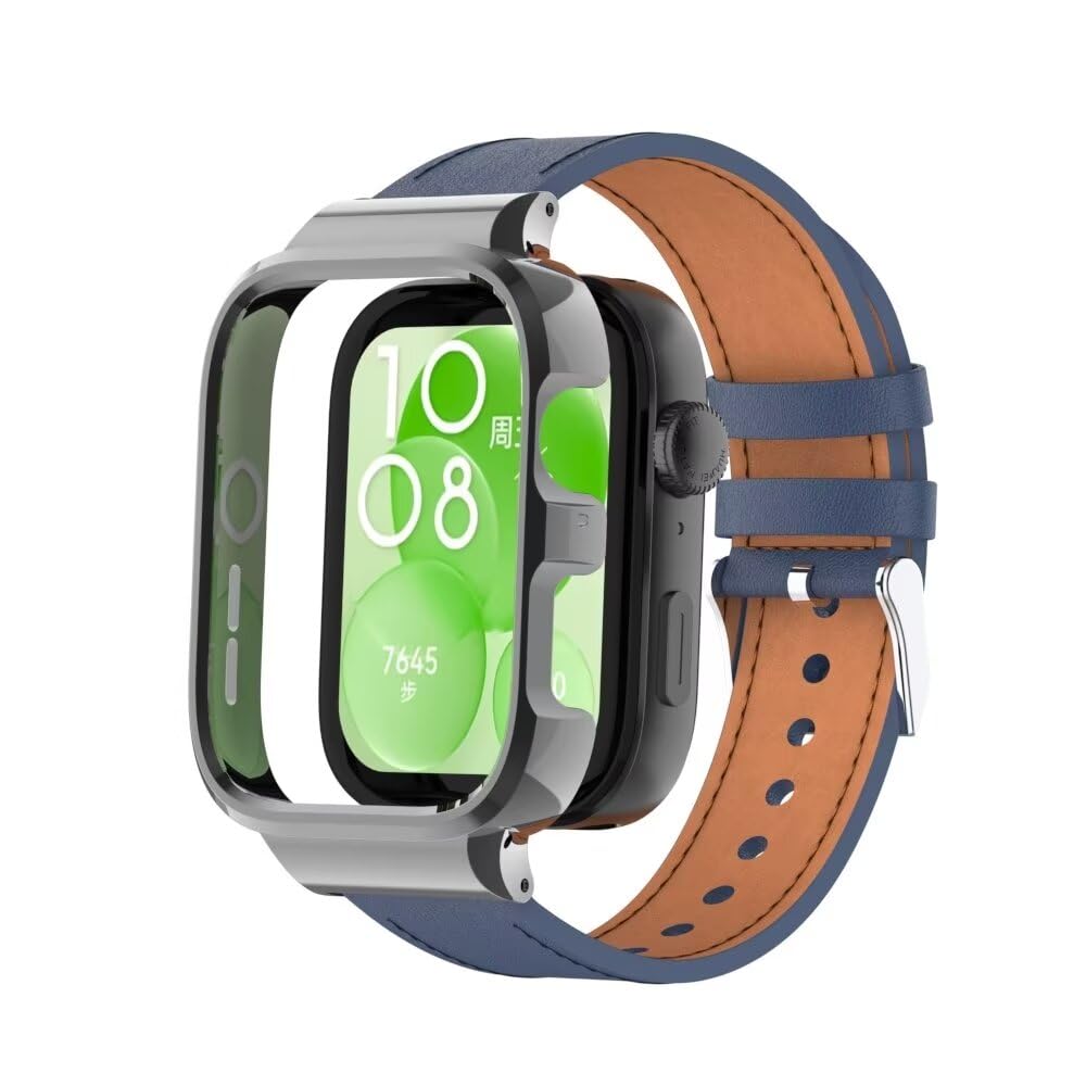 nuosiweilang Bracelet Compatible with Huawei Watch Fit 3 Strap,Replacement Band Leather Watchband Accessories for Huawei Watch Fit3 Smartwatch Blue - Image 3