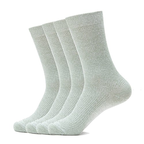 OLIVE OLIVIA Men's Classic Dress Knit Crew Socks 4-Pack Gift Set Linen (Free Size, Grass Green)