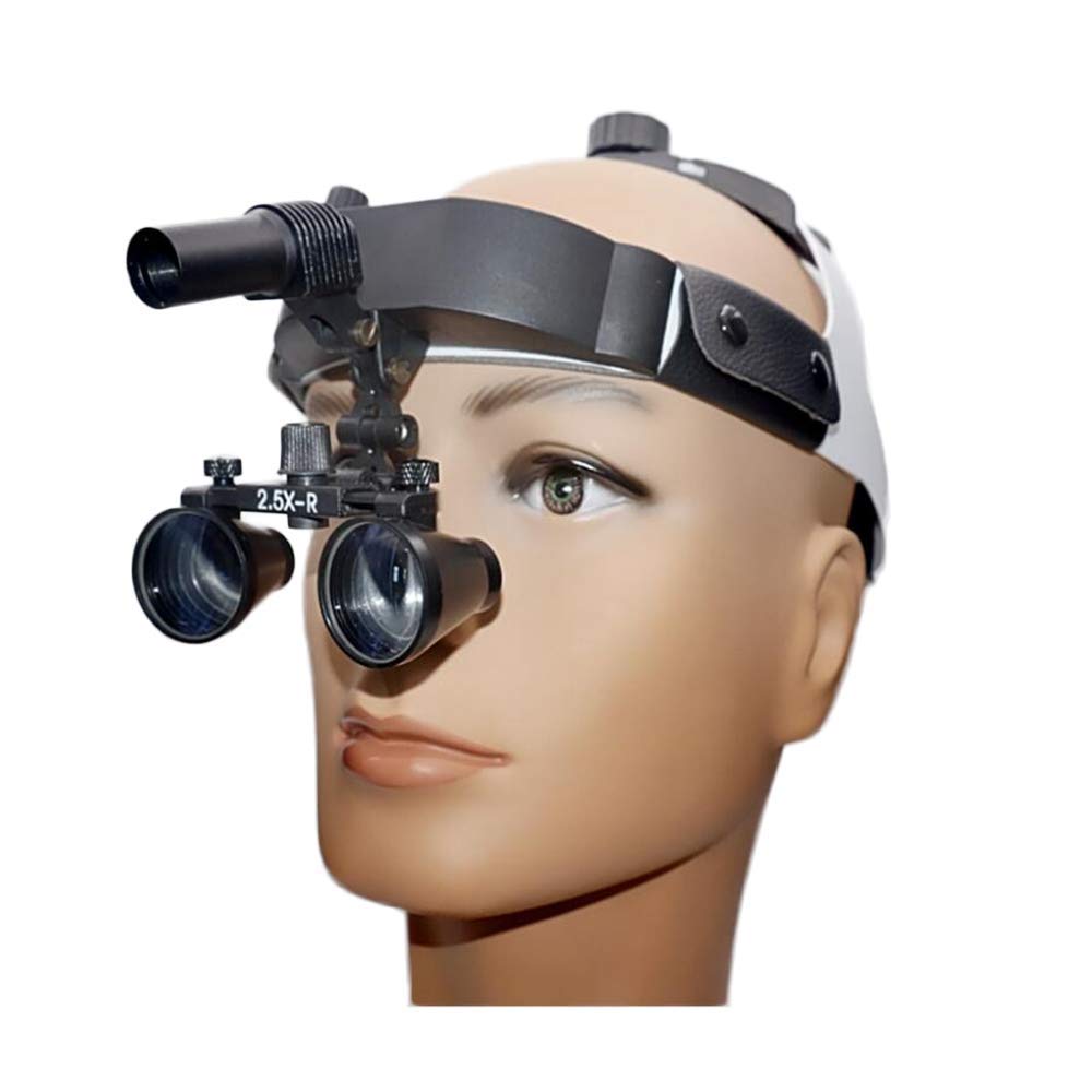 Lupas de Aumento 2.5X Lupas binoculares Equipo de Laboratorio de Vidrio óptico Lupa con Diadema de Cuero con Faro LED,