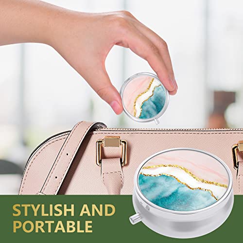 Image of Nipichsha Pill Box, Small Pill Case for Purse & Pocket, Cute Travel Medicine Organizer, Portable Medicine Container Holder to Hold Vitamins, Medication, Fish Oil & Supplement, Pink Gilt | Cute Travel Medicine Organizer, Portable Medicine Container Holder to Hold Vitamins, Medication, Fish Oil & Supplement
