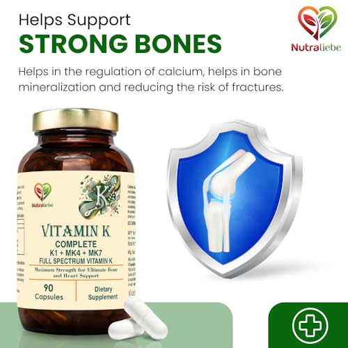 Image of Vitamin K Complex - High Potency, Includes Vitamin K1 (Phytomenadione) & Vitamin K2 (MK-4, MK-7), Non-GMO, 90 Capsules