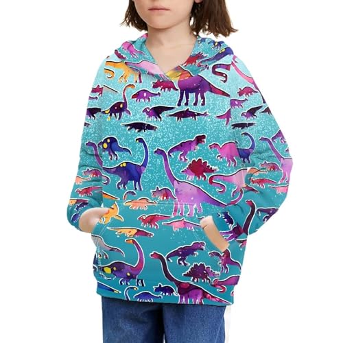 Boys Girls Hoodies 3D Printed Dinosaurs Hooded Sweatshirts Casual Long Sleeve Pullover with Pocket for 6-16 Years4