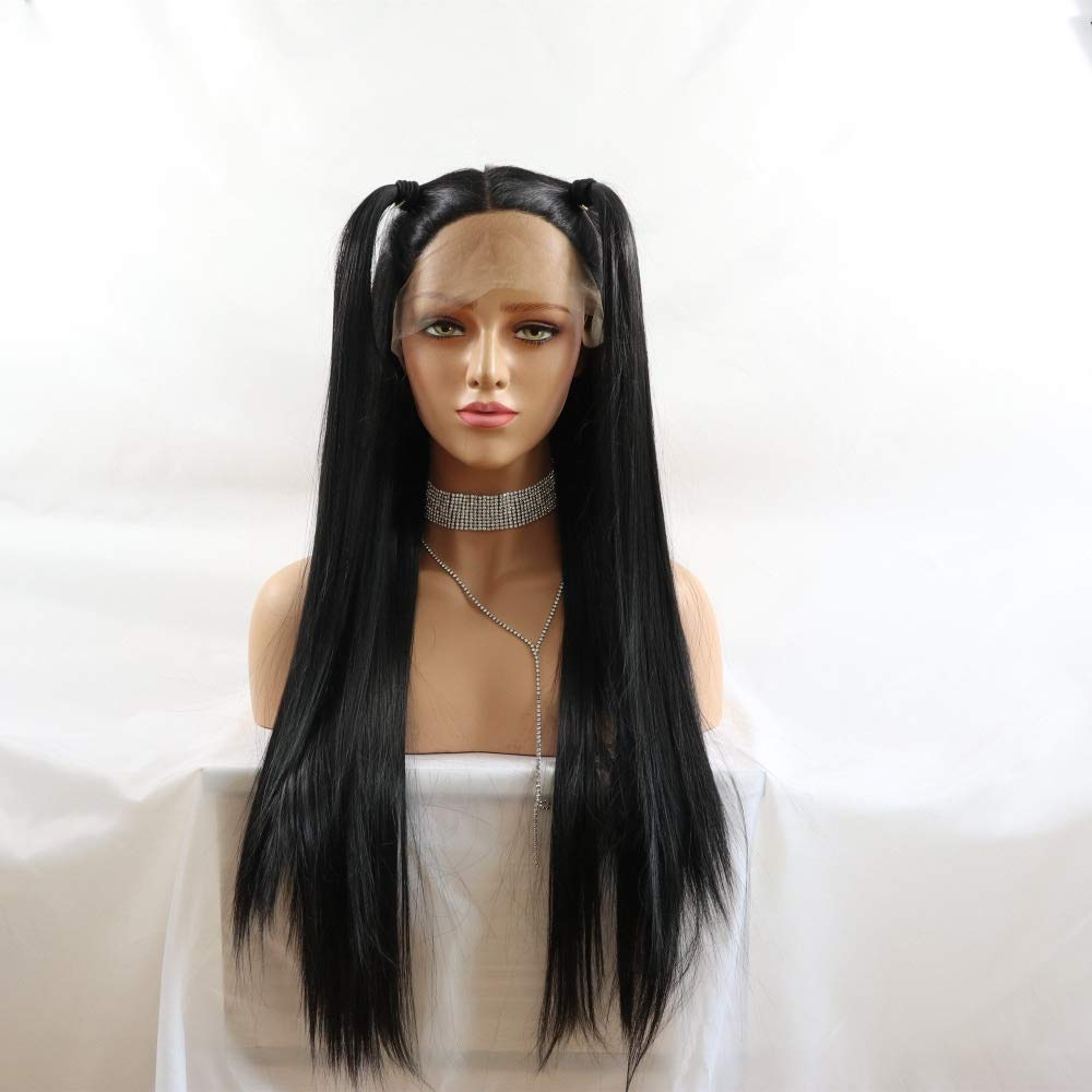 Amazon.co.jp: ヘアウィッグ 黒ロングストレートウィッグ、フロント