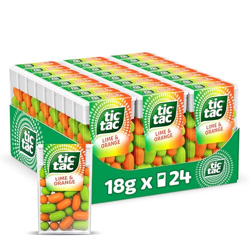 Tic Tac Lime and Orange Sweets for Little Moments of Refreshment in a Convenient Pack Bulk Pack of 24 x 18 g
