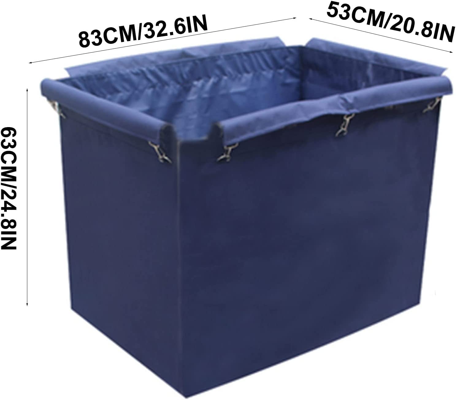 Ersatz-Wäschewagentasche, wasserdichte, verdickte, kommerzielle Reinigungswagentasche mit hoher Kapazität, 83 x 53 x 63 cm (rechteckig Blau)