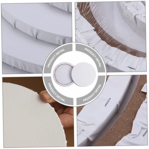 Lienzos redondos de algodón blanco VILLCASE con bastidor de madera de 2 piezas 3