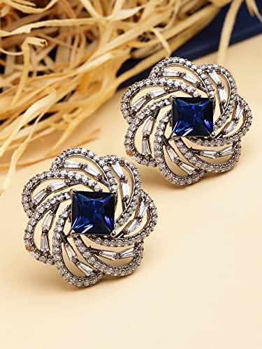 Image of Karatcart Women Green American Diamond Stud Earrings