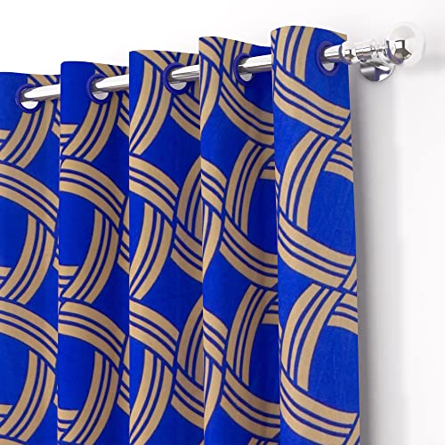 Image of Door Curtains 7 feet Long Set of 2 | Abstract Design | Polyester, Light Filtering Curtains and Drapes | Curtains for Living Room | (118 x 215 cm, Blue) | Perfect for Home Decor