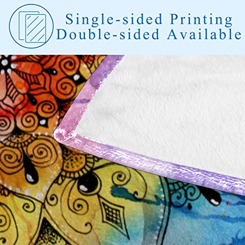 Couverture mandala aquarelle plaid lit et canapé de 150x100 cm - 5
