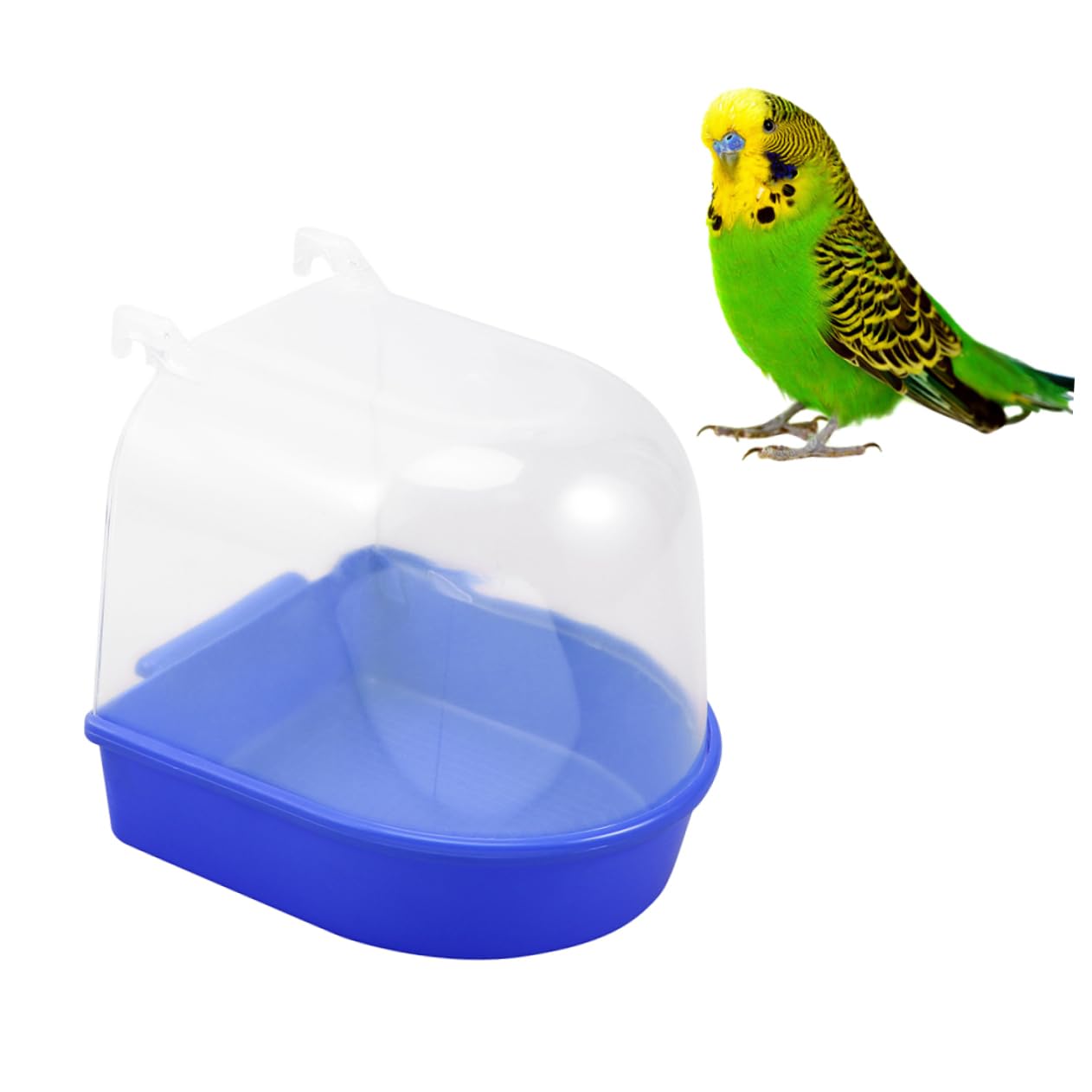 Angoily 3pezzi Bagnetto per Uccelli Coperchio Blu Vaschetta per Pappagalli e Canarini Gabbia per Uccelli Facile da Installare Accessorio per Piccoli Volatili