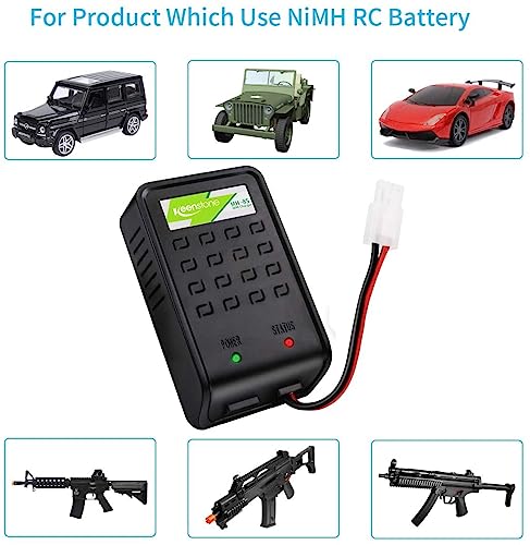 Keenstone Airsoft Battery Charger with Mini Tamiya Connector and Tamiya Standard Adapter for 1-8s NiMH Batteries, RC Car Battery, Airsoft Battery Pack 1.2V 2.4V 3.6V 4.8V 6V 7.2V 8.4V 9.6V - Image 2