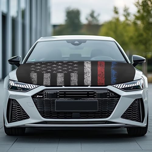 Image of July 4th Hood Cover for Truck Stretchable Engine Cover Can be Washed Hood Wraps Universal for Cars