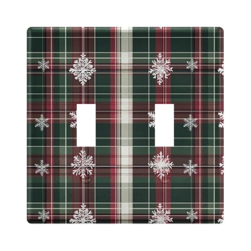 UMIRIKO Christmas Snowflake Red Green Buffalo Plaid Light Switch Cover Plate Covers Decorative Double Toggle Home Decor 202b7055