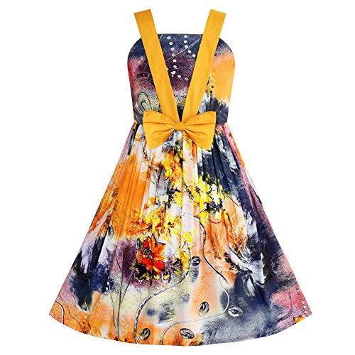 Sunny Fashion Girls Dress Tank Bow Tie Sundress Summer Beach Floral Size 6-12