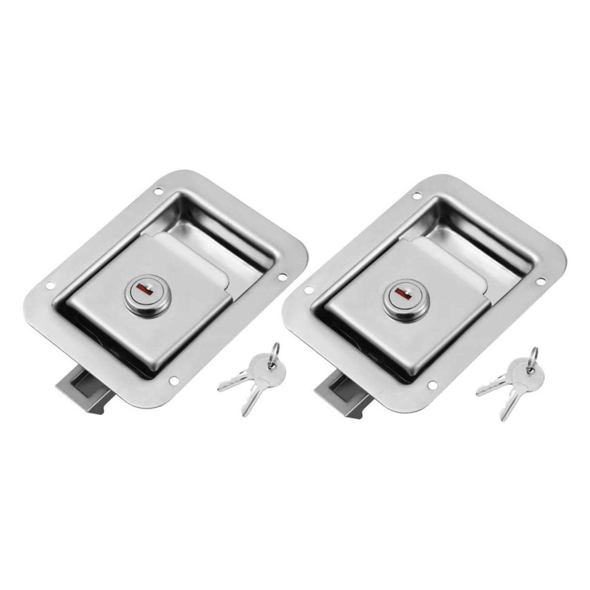 Serrure à Poignée à Palette Inox Encastrée avec Clés Loquet Anti-grincement pour Portes de Véhicules Camions Remorques et Coffres Marines