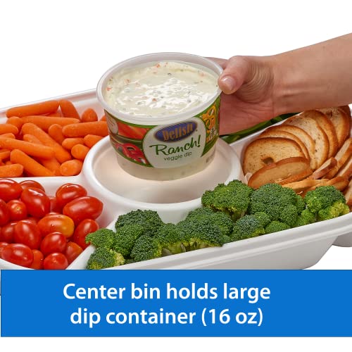 Buddeez 18801W-DS Jumbo Divided Serving Tray With Lid - Includes 6 Bins For Party Platter, Snackle Box Container, Fruit Tray thumb #4