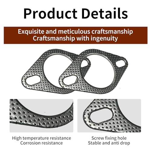 Image of 1 Pack 2 Pcs Car Exhaust Pipe Interface Gasket, Exhaust Flange ,2.5 inch Id Exhaust Pipe Clamp Flange Reinforced High Temperature Gasket ,Fit S For Car