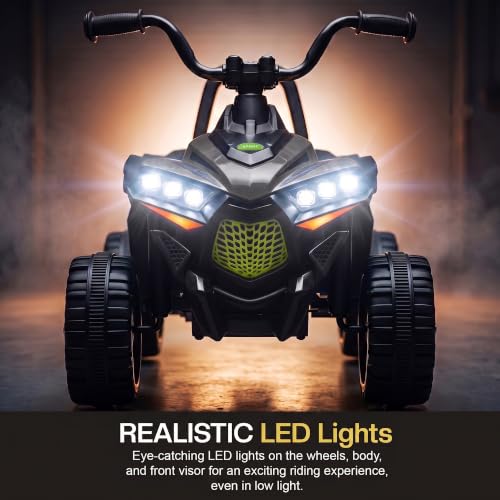 Image of Baybee Monstro Baby Electric Bike for Kids | Rechargeable Balance Bikes with LED Lights, USB, Music & Backrest | Beach ATV Dirt Bikes | 6V Battery Operated Kids Bike for 2-5 Years Boys Girls (Ash)