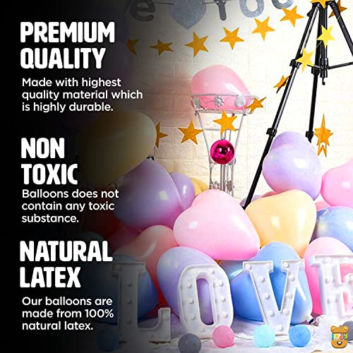 Image of ITAF Set of 50 Pcs Heart Shaped Latex Balloons For Birthday /Anniversary /Valentine's /Wedding /Engagement Party Decoration - Multicolor