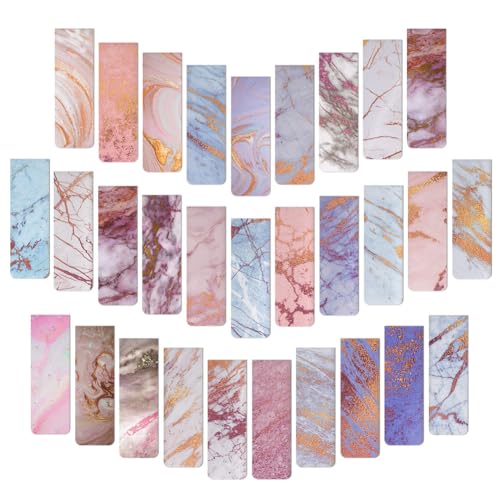 Vicloon Magnetische Lesezeichen - 30 Stück Magnetische Seiten Markierungen, Ermutigende Lesezeichen für Schüler, Lehrer, Schule, Zuhause, Büro (Marmor)