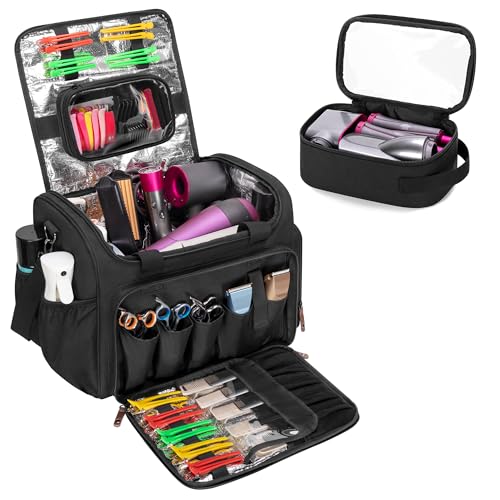 BAFASO Large Insulated Barber Case with a Semi Detachable Divider and 2 Removable Pouches,...