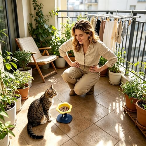 Gamelle surélevée réglable en fleur pour éviter le mal de cou du chat - 3