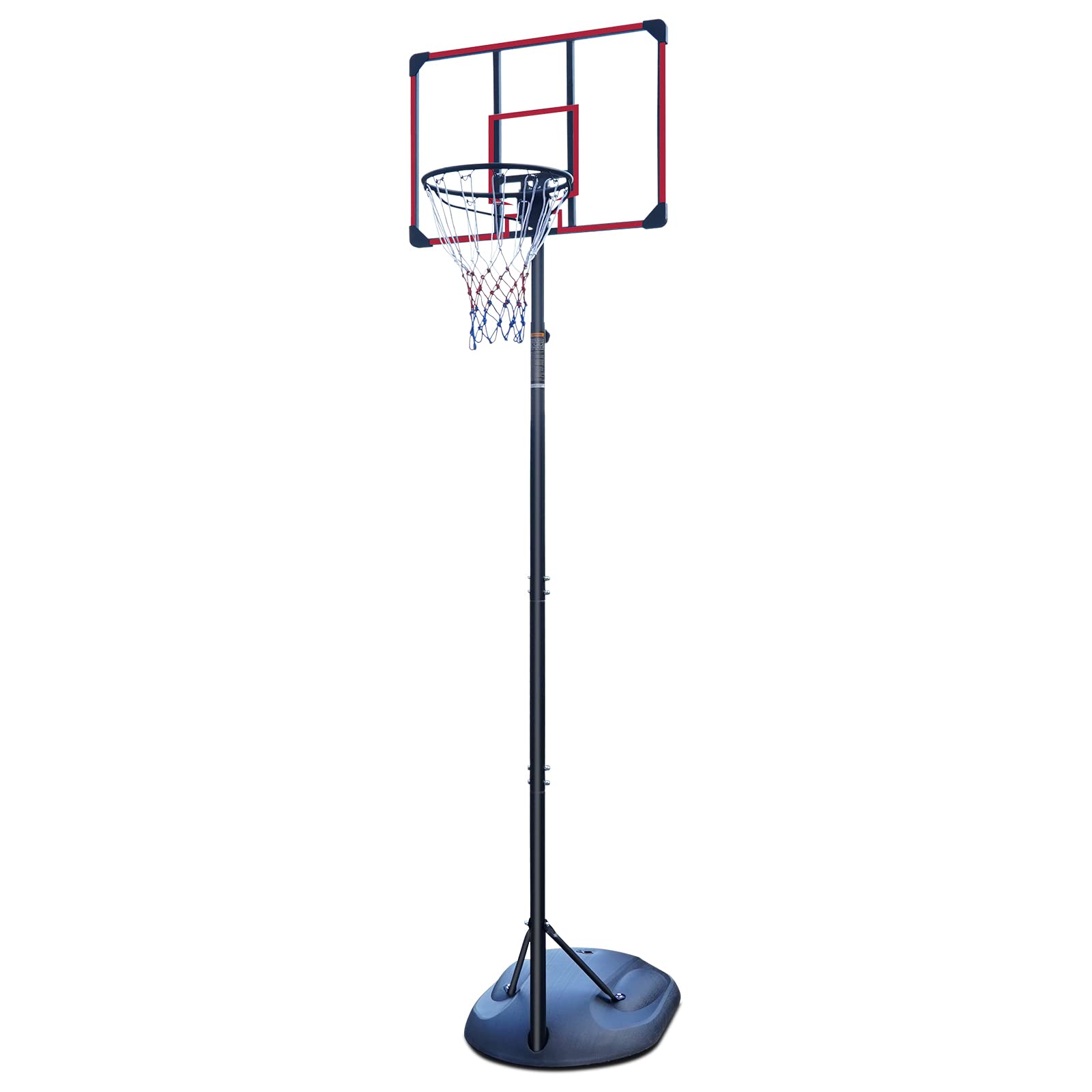 Canestro da Basket da Esterno in Acciaio, Regolabile, Nero e Rosso, 280 cm