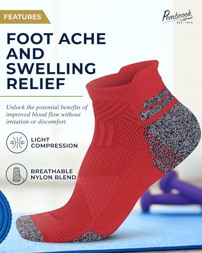 Image of Pembrook Ankle Compression Socks for Women & Men - 4 Pairs | Running Socks | Plantar Fasciitis Socks | Neon Colors WMelon