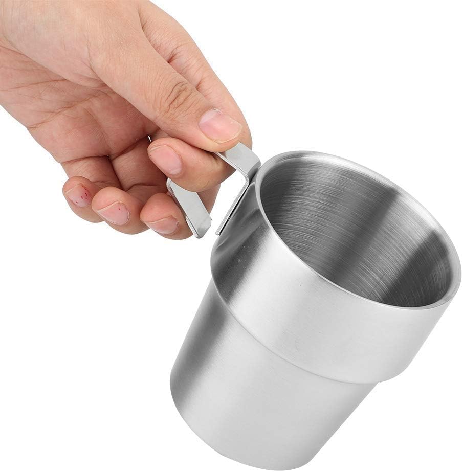 Stackable Espressos Cups Set of 4, Coffee Cups with Stand Double Wall Stainless Steel Coffee Cup Set Stackable Coffee Mugs for Home Cafe