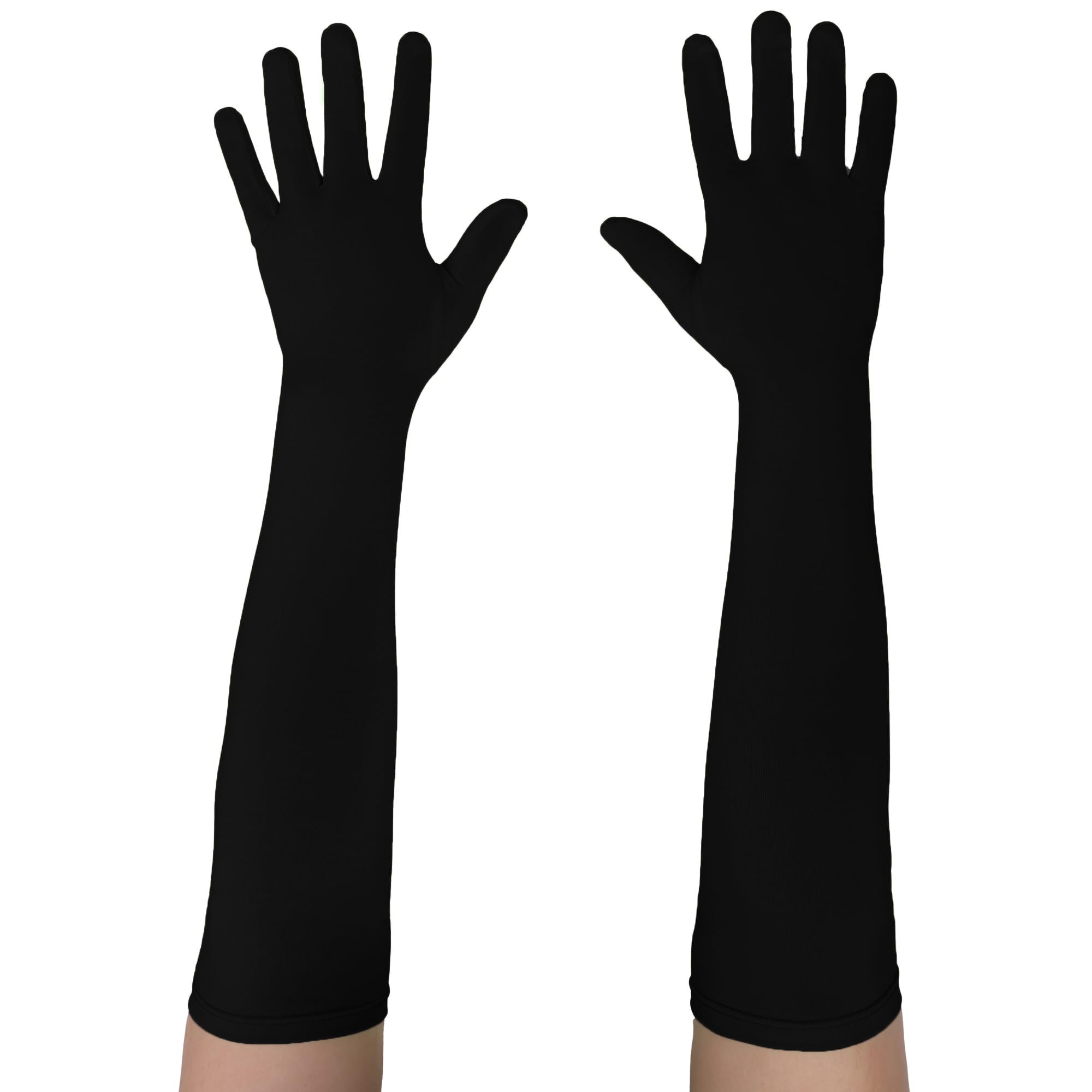 Seeksmile Long Gloves Unisex Adult 18" Length Spandex Stretchy Cosplay Costume Gloves, black, One Size