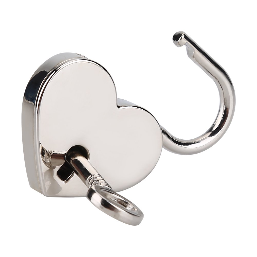 WALFRONT Silver Padlock with Key 2PackHeartShaped Skeleton Key Lock SetZinc Metal Lo — Amazon image 2