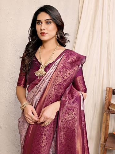 Image of Women's Kanjivaram Soft Silk Banarasi Saree With Blouse Piece | Banarasi Sari For Women | Saree with Blouse piece