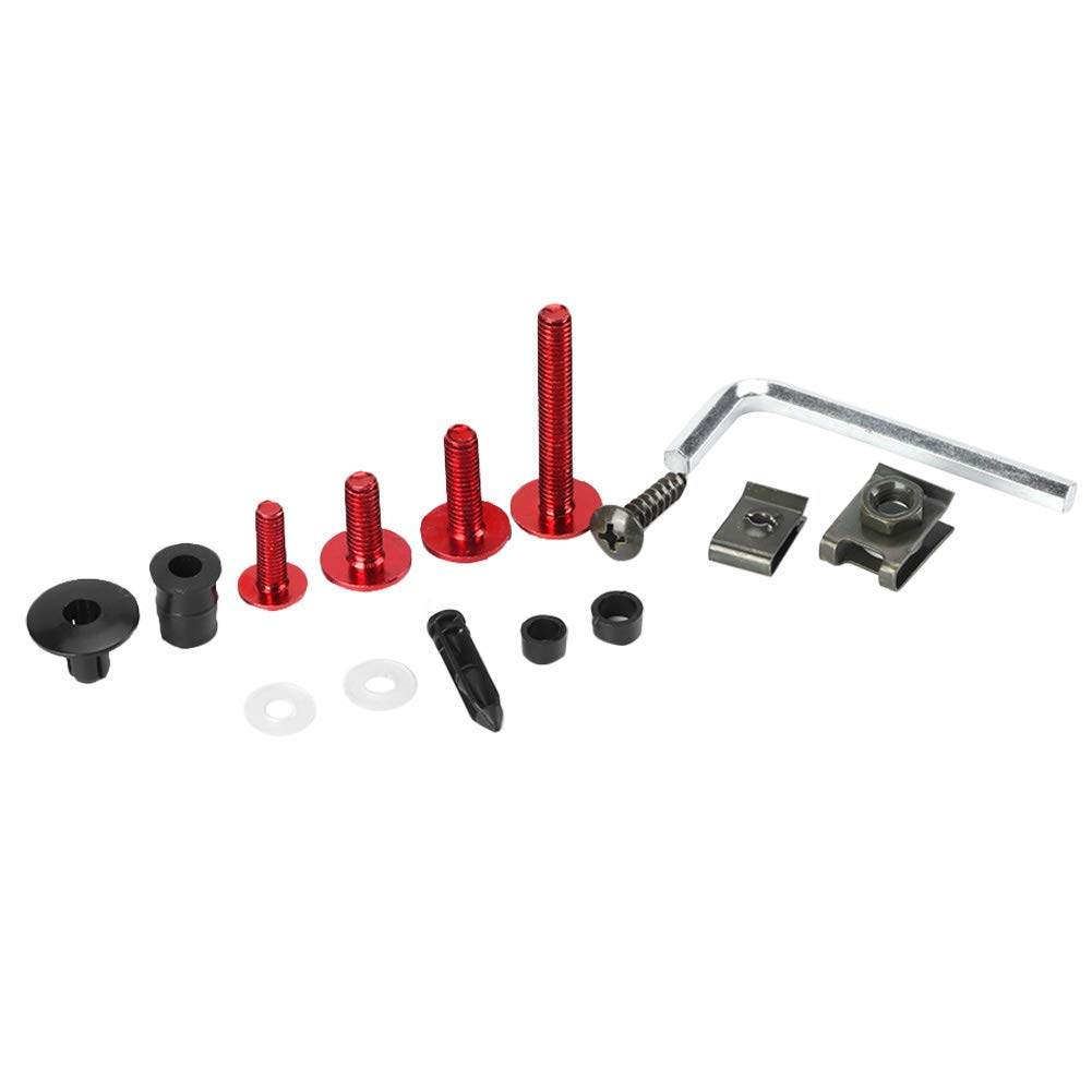 223Pz Kit Bulloni per Carenatura Universale per Moto, M5 M6 Viti per Parabrezza Moto Elementi di Fissaggio, Kit Assortimento di Viti per Dadi Rondelle(Rosso)