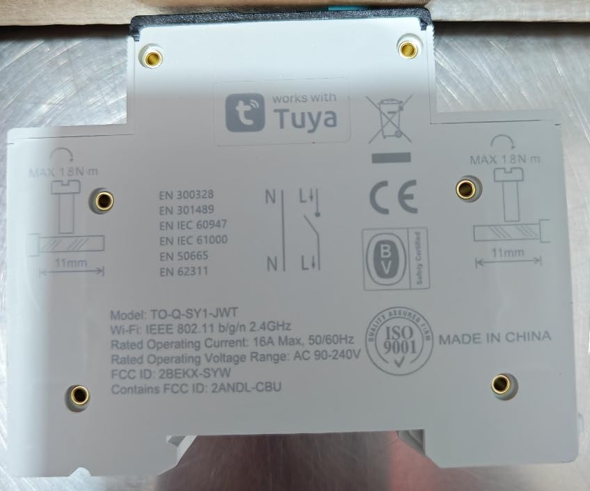 Image of TONGOU DIY 1P+N Smart Wi-Fi Switch, Work with Alexa and Google Assistant for Voice Control, 16A with Energy Monitor, Smart Life /Tuya APP Remote Control, Timer Functions, DIN Rail Mounted,FCC Certified