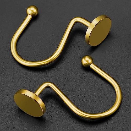 ZESLMG Shower Curtain Hooks, Gold Shower Curtain Rings Rustproof Metal Round Decorative Shower Hooks Rings for Bathroom Shower Rods Curtains, Set of 12 Heavy Duty Solid Hooks - Image 3